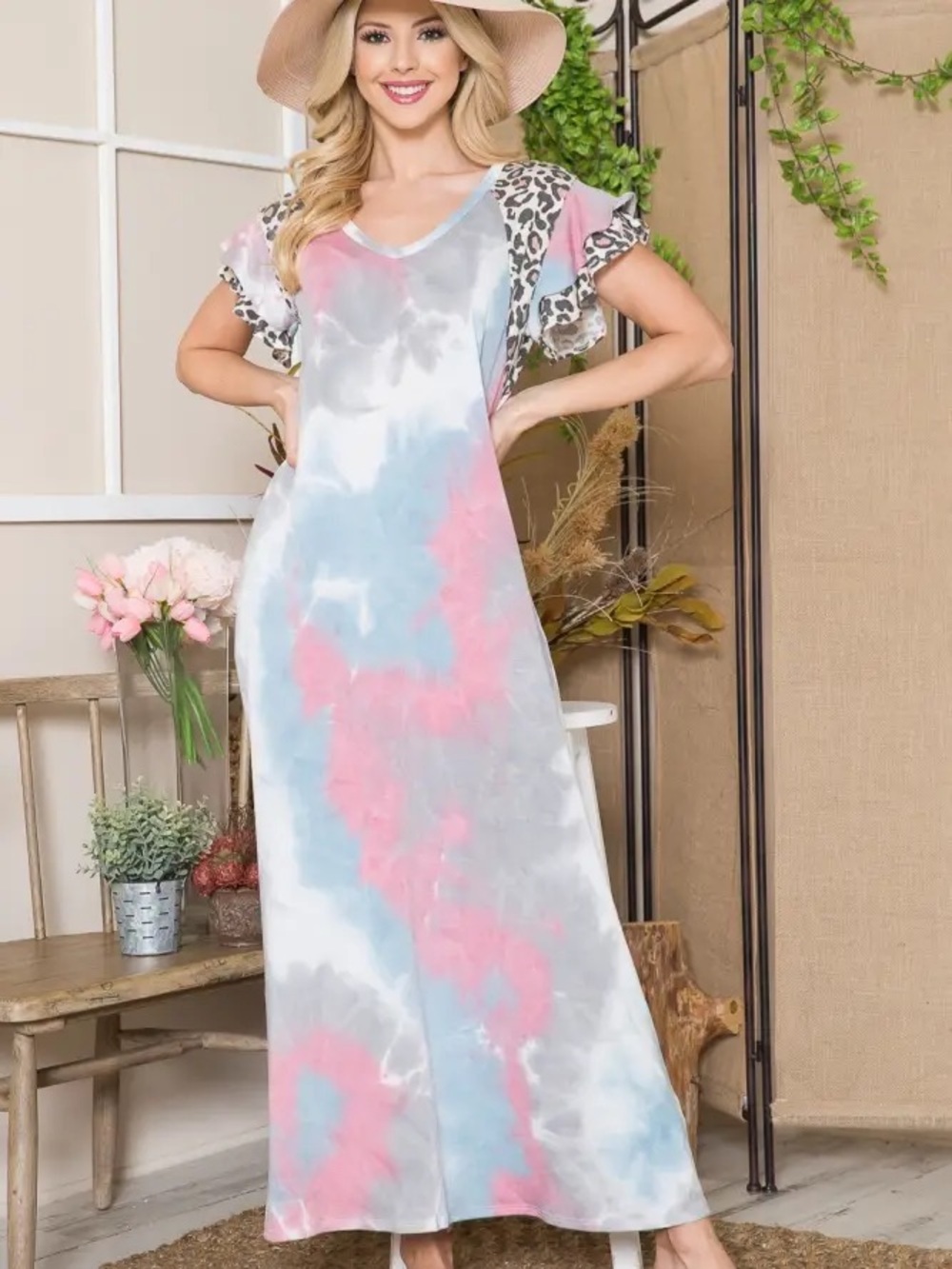 NWT Celeste Pastel Tie-Dye Top in Blue, Pink and White Size medium